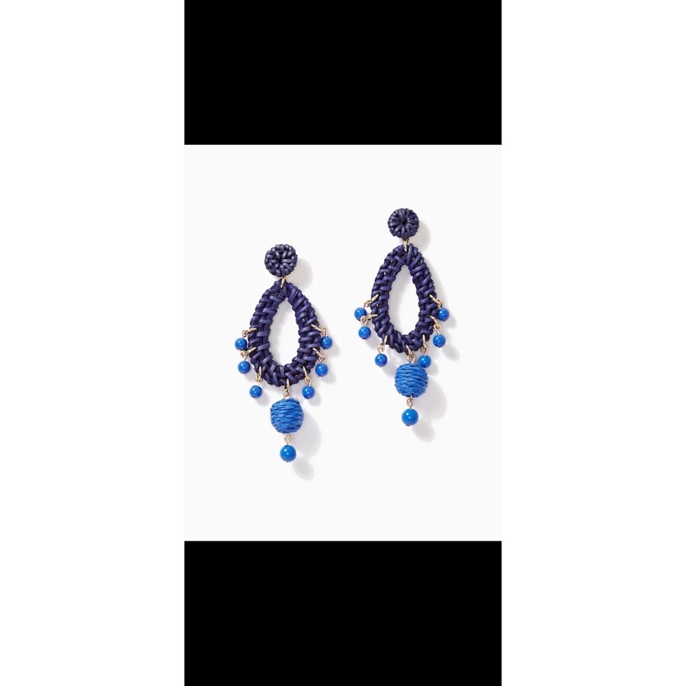 Lilly Pulitizer Raffia Alba Blue earrings NWT